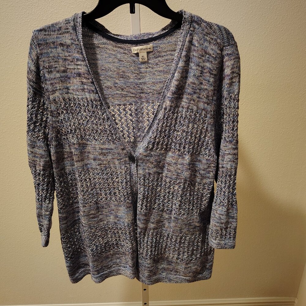 Croft & Barrow Women's Cardigan Sweater Size XL 3/4 Sleeve Cotton